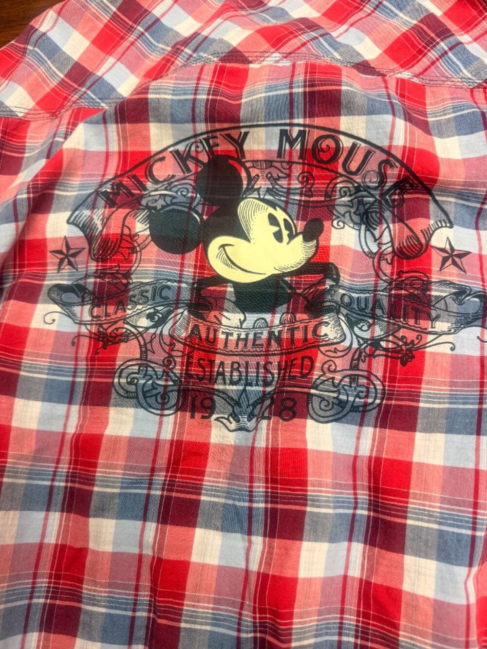 Disney Parks Plaid Long Sleeve Button Down Shirt L Large Walt Disney World